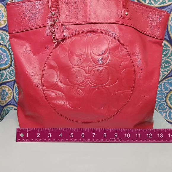 Coach Laura XL Patent Leather Tote Bag - Coral - Picture 12 of 15